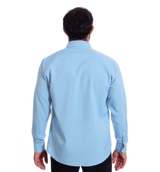 Camisa social azul claro masculina de microfibra Camisa social azul claro masculina de microfibra