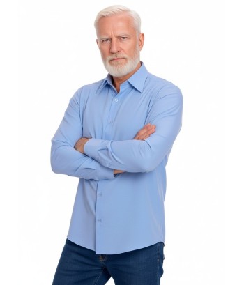 Camisa social azul colonial masculina de microfibra