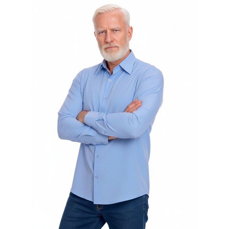 Camisa social azul colonial masculina de microfibra