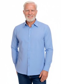 Camisa social azul colonial masculina de microfibra