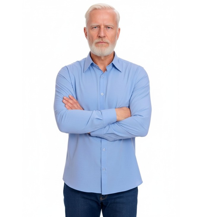 Camisa social azul colonial masculina de microfibra