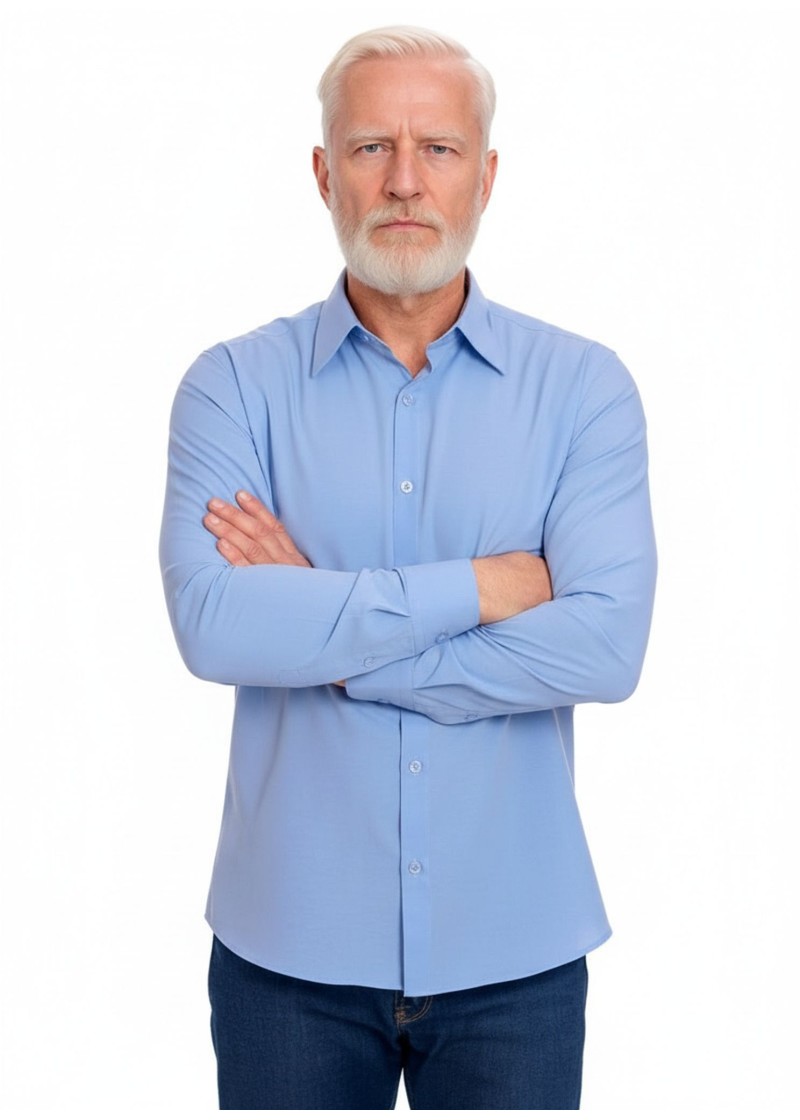 Camisa social azul colonial masculina de microfibra