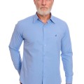 Camisa social azul colonial masculina de microfibra