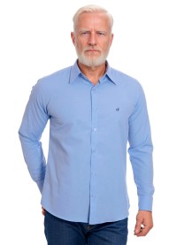 Camisa social azul colonial masculina de microfibra
