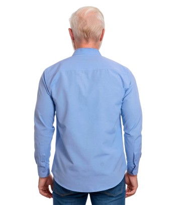 Camisa social azul colonial masculina de microfibra