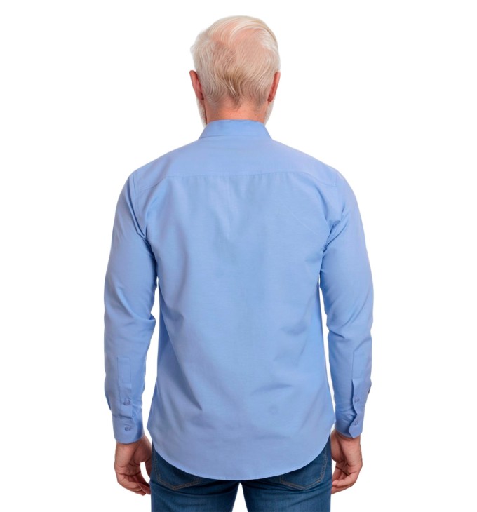 Camisa social azul colonial masculina de microfibra Camisa social azul colonial masculina de microfibra