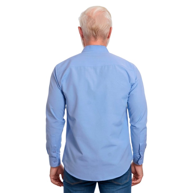 Camisa social azul colonial masculina de microfibra