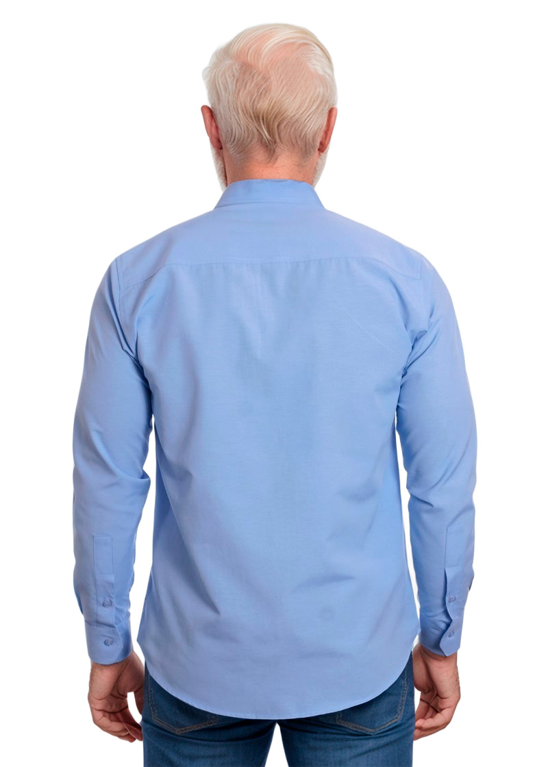 Camisa social azul colonial masculina de microfibra