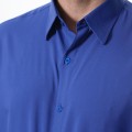 Camisa social masculina de microfibra manga longa, royal