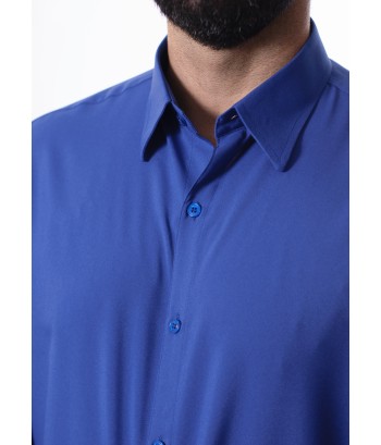 Camisa social masculina de microfibra manga longa, royal