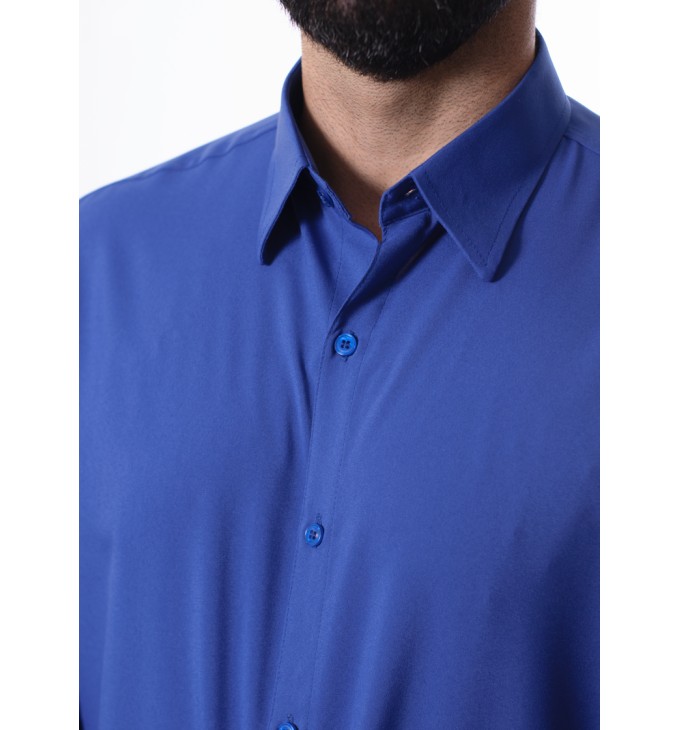 Camisa social masculina de microfibra manga longa, royal Camisa social masculina de microfibra manga longa, royal