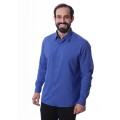 Camisa social masculina de microfibra manga longa, royal