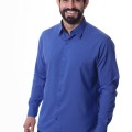 Camisa social masculina de microfibra manga longa, royal