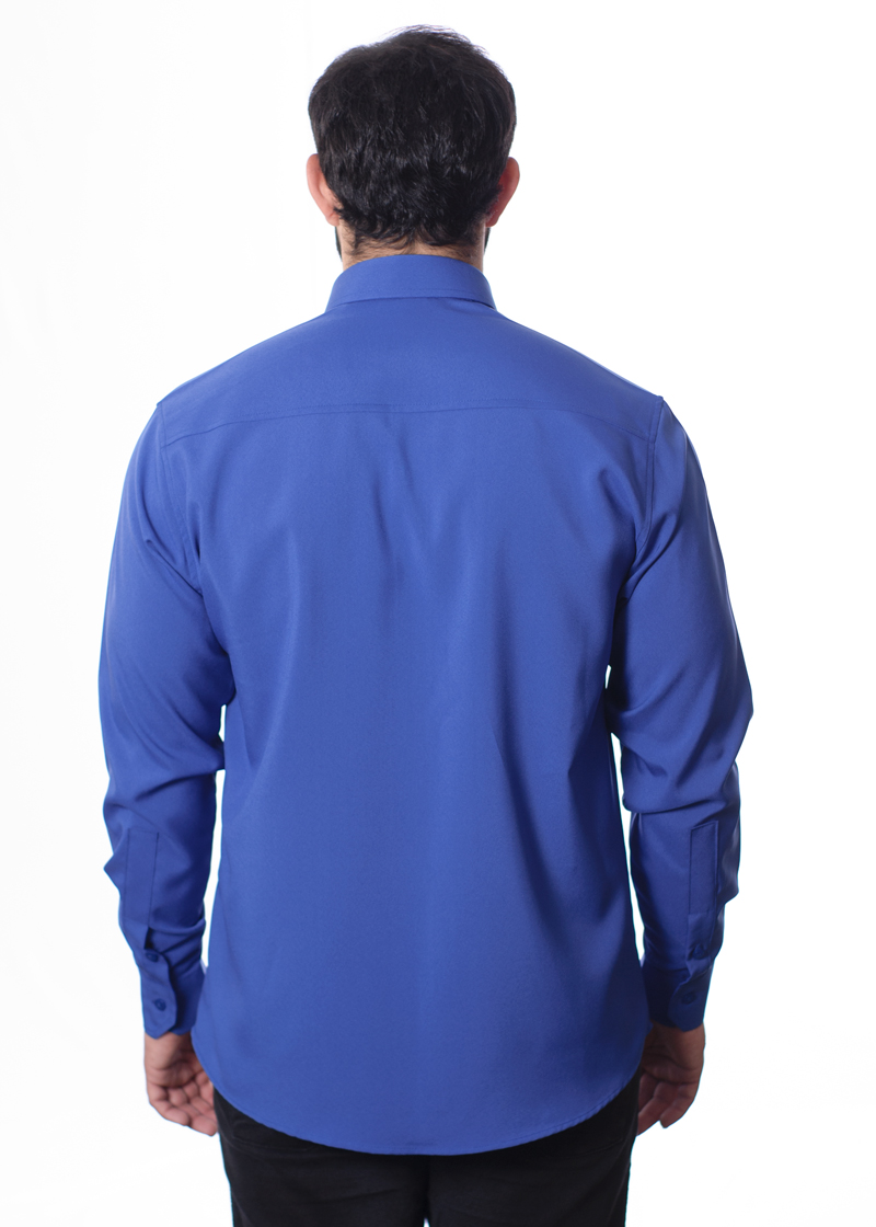 Camisa social masculina de microfibra manga longa, royal