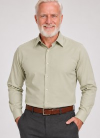 Camisa caqui masculina manga longa de microfibra
