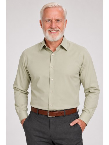 Camisa caqui masculina manga longa de microfibra