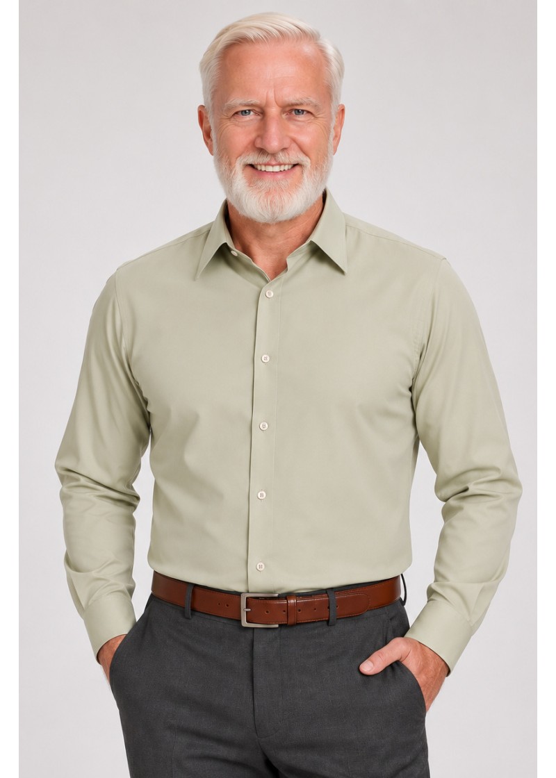 Camisa caqui masculina manga longa de microfibra