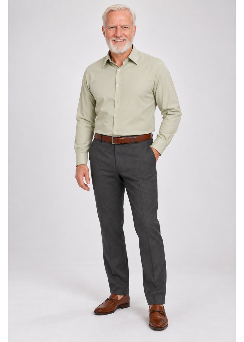 Camisa caqui masculina manga longa de microfibra