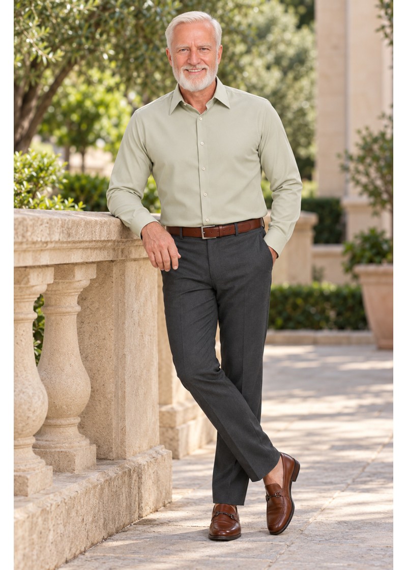 Camisa caqui masculina manga longa de microfibra