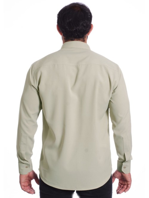 Camisa caqui masculina manga longa de microfibra Camisa caqui masculina manga longa de microfibra