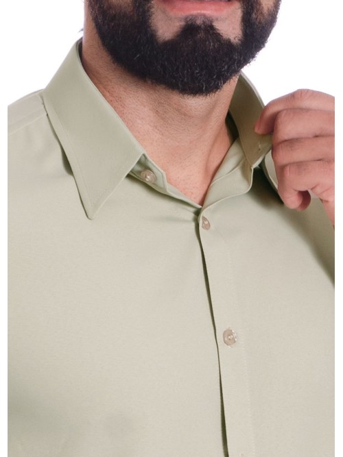 Camisa caqui masculina manga longa de microfibra Camisa caqui masculina manga longa de microfibra