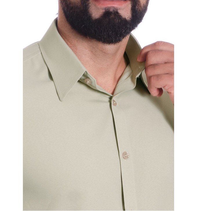 Camisa caqui masculina manga longa de microfibra Camisa caqui masculina manga longa de microfibra