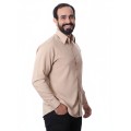 Camisa bege masculina manga longa de microfibra Camisa bege masculina manga longa de microfibra