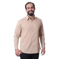 Camisa bege masculina manga longa de microfibra