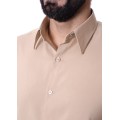 Camisa bege masculina manga longa de microfibra