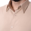 Camisa bege masculina manga longa de microfibra