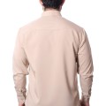 Camisa bege masculina manga longa de microfibra