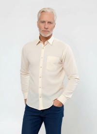 Camisa social palha masculina de microfibra manga longa