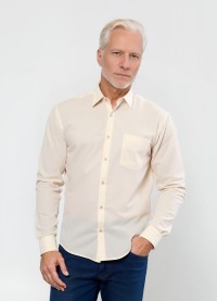 Camisa social palha masculina de microfibra manga longa