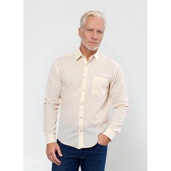 Camisa social palha masculina de microfibra manga longa