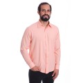 Camisa social masculina de microfibra manga longa, salmão