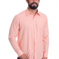 Camisa social masculina de microfibra manga longa, salmão