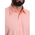 Camisa social masculina de microfibra manga longa, salmão
