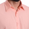 Camisa social masculina de microfibra manga longa, salmão