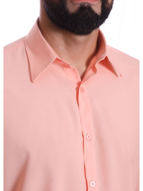 Camisa social masculina de microfibra manga longa, salmão Camisa social masculina de microfibra manga longa, salmão