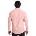 Camisa social masculina de microfibra manga longa, salmão