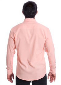 Camisa social masculina de microfibra manga longa, salmão