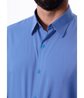 Camisa social azul maya masculina de microfibra