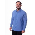 Camisa social azul maya masculina de microfibra