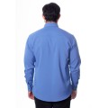 Camisa social azul maya masculina de microfibra