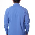Camisa social azul maya masculina de microfibra