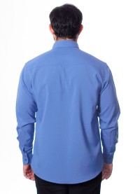 Camisa social azul maya masculina de microfibra