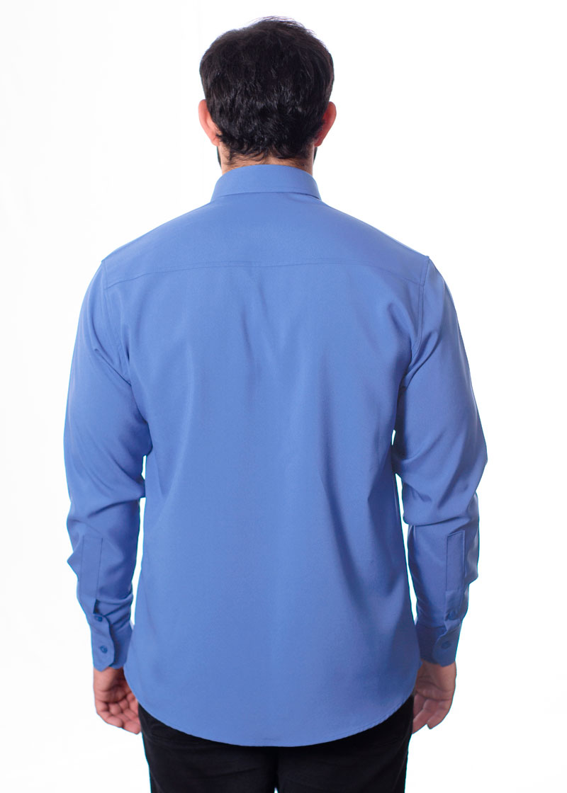 Camisa social azul maya masculina de microfibra