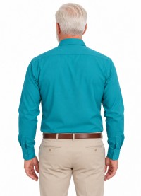 Camisa social masculina de microfibra manga longa, turquesa