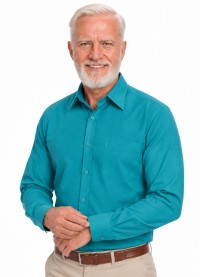Camisa social masculina de microfibra manga longa, turquesa
