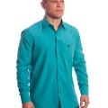 Camisa social masculina de microfibra manga longa, turquesa